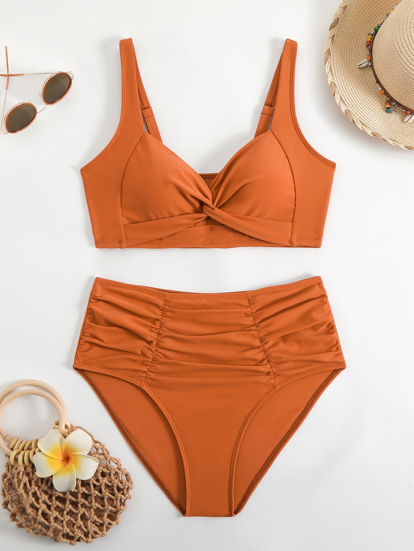 Sleek Twist High-Waist Bikini Set