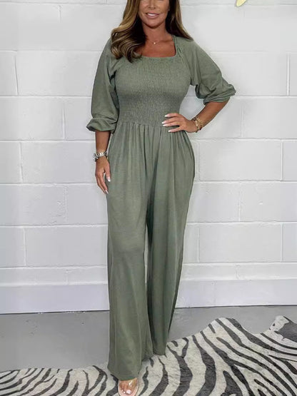 Willow Smocked Wide-Leg Jumpsuit