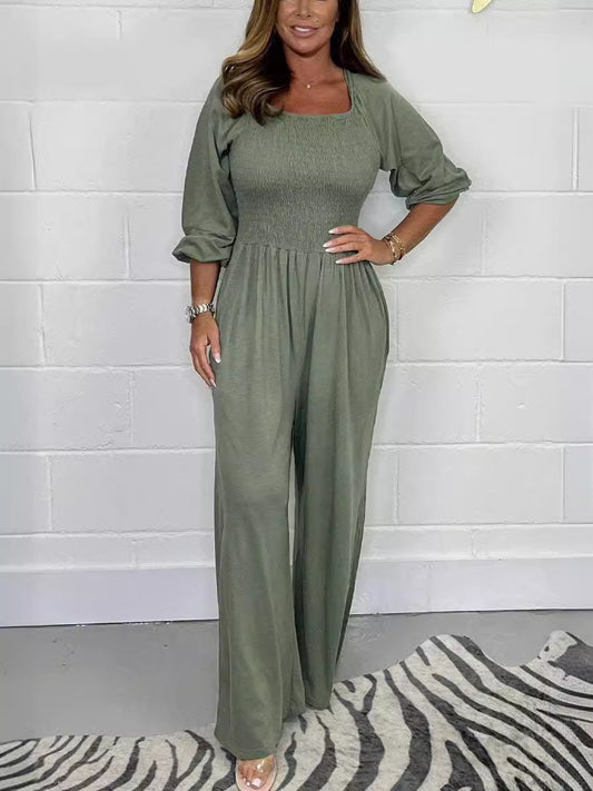 Willow Smocked Wide-Leg Jumpsuit