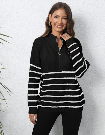 Coastal Stripe Half-Zip Sweater