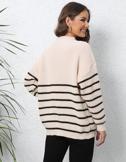 Coastal Stripe Half-Zip Sweater