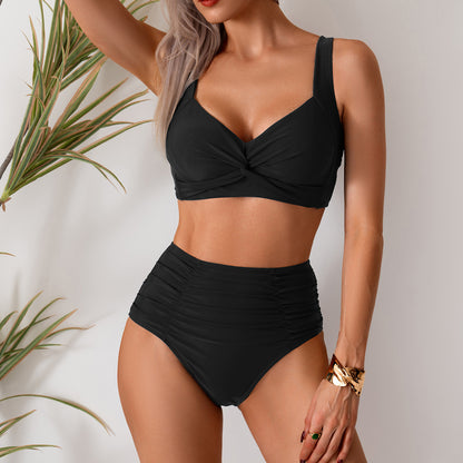 Sleek Twist High-Waist Bikini Set