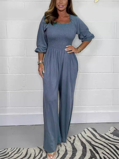 Willow Smocked Wide-Leg Jumpsuit