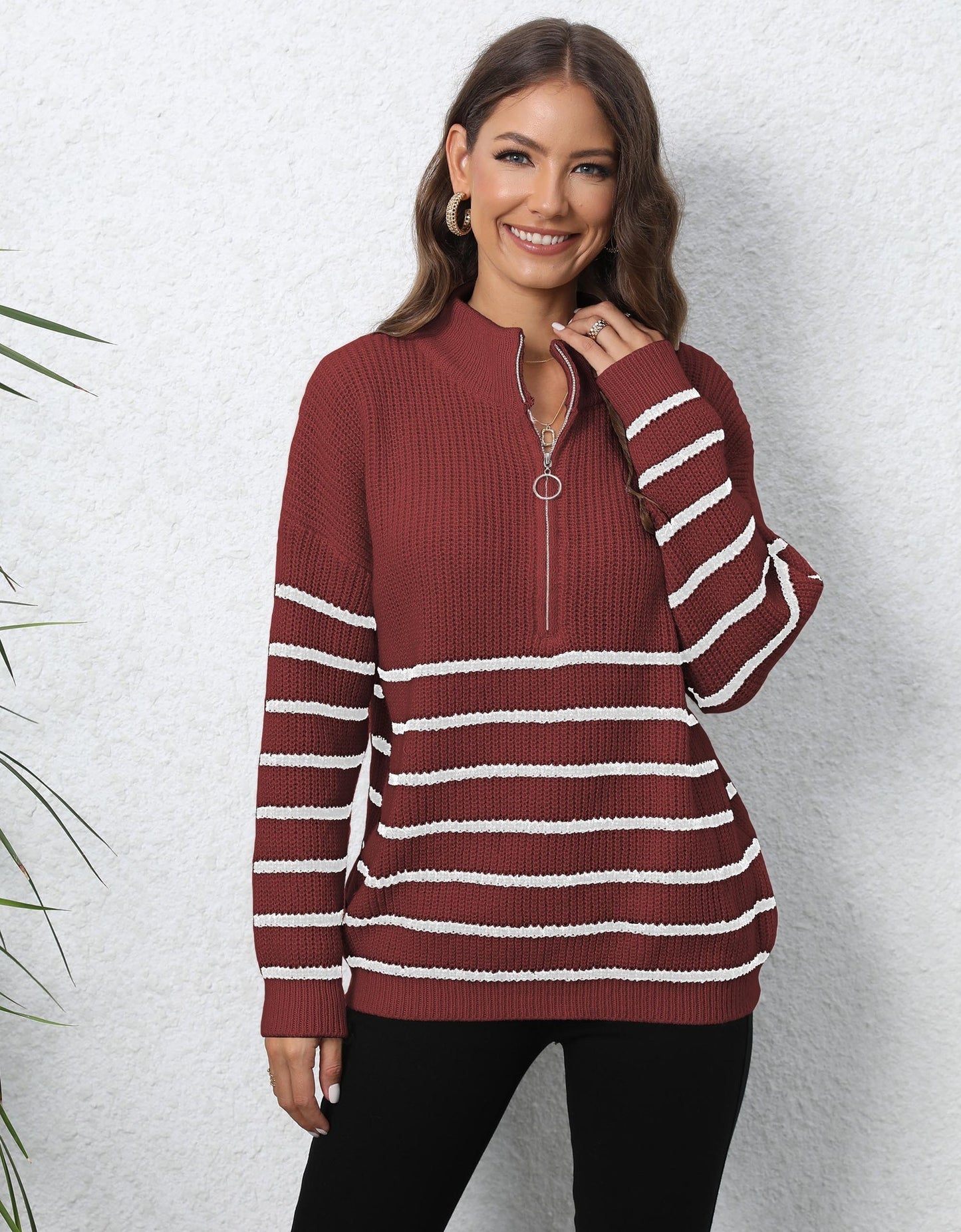 Coastal Stripe Half-Zip Sweater