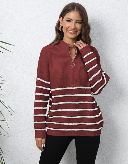 Coastal Stripe Half-Zip Sweater