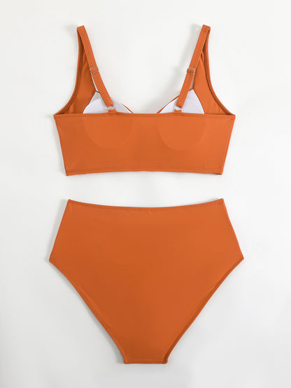 Sleek Twist High-Waist Bikini Set